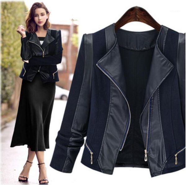 autumn winter women leather jacket 2018 new women pu leather jacket long sleeve coat plus size casaco feminino xl-5xl1, Tan;black 
autumn winter women leather jacket 2018 new women pu leather jacket long sleeve coat plus size casaco feminino xl-5xl1, Tan;black
