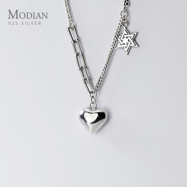 modian new sterling silver 925 love hearts simple star hight quality vintage pendant for women link chain necklace fine jewelry q0531
modian new sterling silver 925 love hearts simple star hight quality vintage pendant for women link chain necklace fine jewelry q0531