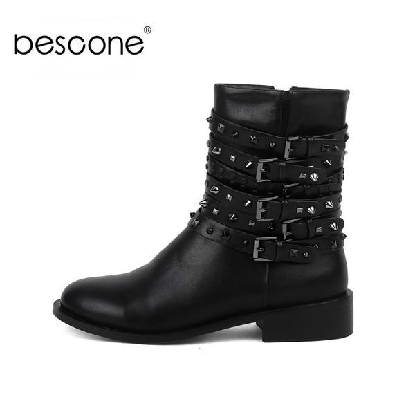 bescone fashion women mid-calf boots unique metal decoration buckle handmade shoes winter round toe square heel lady boots by134, Black
bescone fashion women mid-calf boots unique metal decoration buckle handmade shoes winter round toe square heel lady boots by134, Black