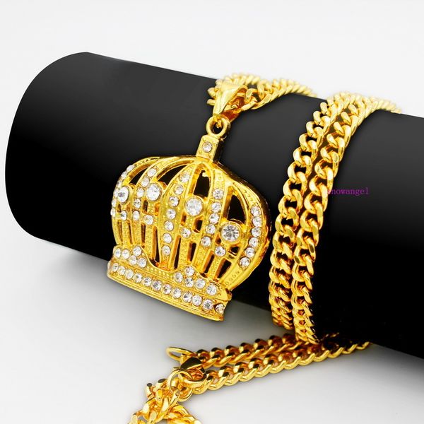 18k gold necklace set hip hop accessories fashion crown pendant necklace, Silver