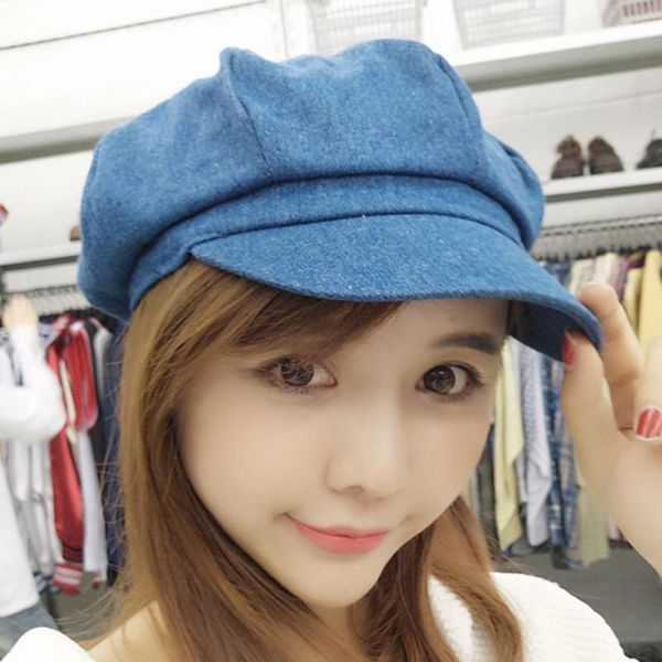 women leisure octagonal hat ladies denim beret hat cowboy cap newsboy gatsby cap octagonal baker peaked beret driving, Blue;gray
women leisure octagonal hat ladies denim beret hat cowboy cap newsboy gatsby cap octagonal baker peaked beret driving, Blue;gray