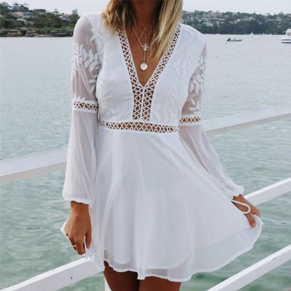 summer fashion new casual v neck long sleeve lace dresses women white trim short mini dress vestido sundress, Black;gray
summer fashion new casual v neck long sleeve lace dresses women white trim short mini dress vestido sundress, Black;gray
