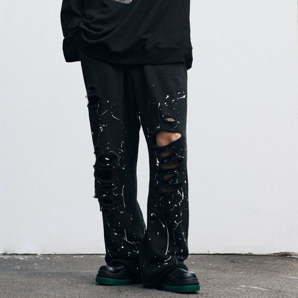 сыпучие черные сломанные sweatpants краска руно jogger брюки осень мужчины уличная, Black
сыпучие черные сломанные sweatpants краска руно jogger брюки осень мужчины уличная, Black