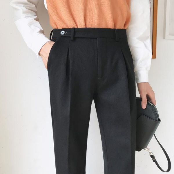 winter woolen suit pants men elastic waist business dress pants streetwear casual office social trousers pantalon homme black, White;black
winter woolen suit pants men elastic waist business dress pants streetwear casual office social trousers pantalon homme black, White;black
