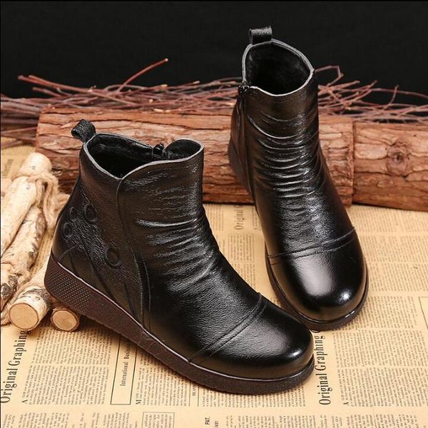 autumn fashion women genuine leather boots plus velvet warm flat ankle boots casual shoes woman winter boot, Black
autumn fashion women genuine leather boots plus velvet warm flat ankle boots casual shoes woman winter boot, Black