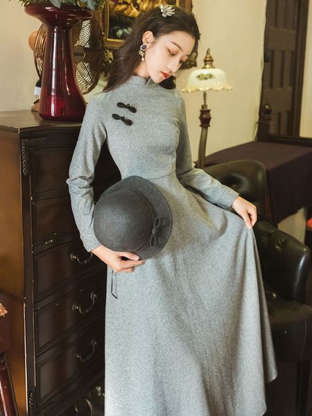 2021 knitting cotton cheongsam women's dresses adjustment and sprawl ankle elegant length dress full sleeve spring zwkt, Black;gray
2021 knitting cotton cheongsam women's dresses adjustment and sprawl ankle elegant length dress full sleeve spring zwkt, Black;gray