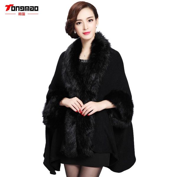 women's fur & faux tongmao europe style fashion winter women warm feminino casaquinho coat poncho cape outerwear cardigan shawl cloak, Black
women's fur & faux tongmao europe style fashion winter women warm feminino casaquinho coat poncho cape outerwear cardigan shawl cloak, Black