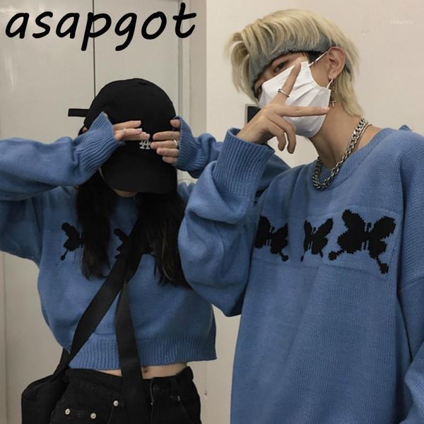 pullovers knitwear blue butterfly embroidery couple sweaters fall winter loose vintage fashion korean chic white pull femme1, White;black
pullovers knitwear blue butterfly embroidery couple sweaters fall winter loose vintage fashion korean chic white pull femme1, White;black