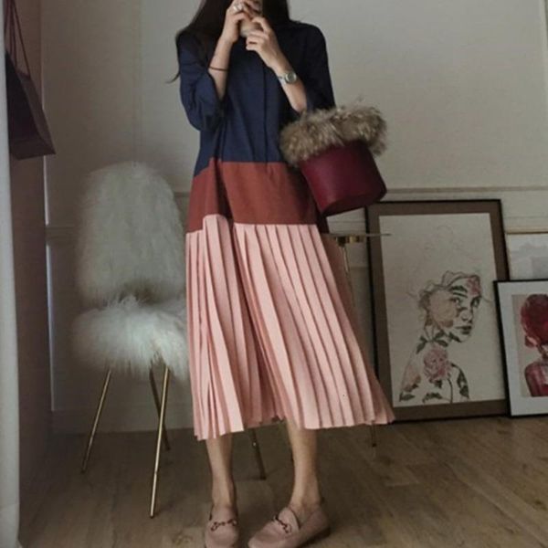 2021 new spring turn-down collar full sleeves pleated pullover loose shirt contrast colors dress female vestido wl13917, Black;gray
2021 new spring turn-down collar full sleeves pleated pullover loose shirt contrast colors dress female vestido wl13917, Black;gray
