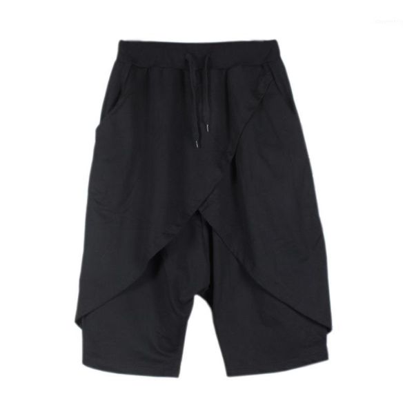 men's pants summer high street hip-hop shorts male hair stylist personality fake two pieces of irregular skirt harlan cropped, Black
men's pants summer high street hip-hop shorts male hair stylist personality fake two pieces of irregular skirt harlan cropped, Black