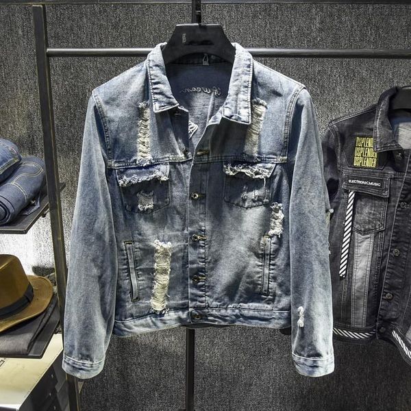 men's jackets couple spring autumn korean slim fit denim fashion back embroidery hole ripped streetwear cowboy coats plus size, Black;brown
men's jackets couple spring autumn korean slim fit denim fashion back embroidery hole ripped streetwear cowboy coats plus size, Black;brown