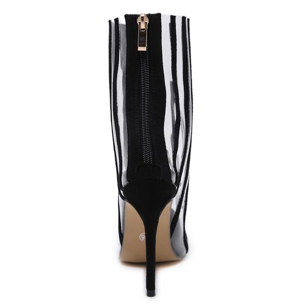 fashion pvc transparent boots sandals pointed toe thin high heels shoes clear mujer women boots black striped boots party shoes y200723
fashion pvc transparent boots sandals pointed toe thin high heels shoes clear mujer women boots black striped boots party shoes y200723