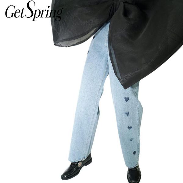 women's jeans getspring women high waist straight long loose casual denim pants black love heart printed autumn, Blue
women's jeans getspring women high waist straight long loose casual denim pants black love heart printed autumn, Blue