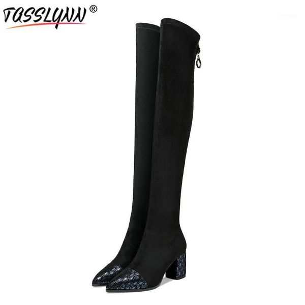tasslynn 2020 winter boots women basic pointed toe stretch fabric thigh high boots over the knee high 34-421, Black
tasslynn 2020 winter boots women basic pointed toe stretch fabric thigh high boots over the knee high 34-421, Black