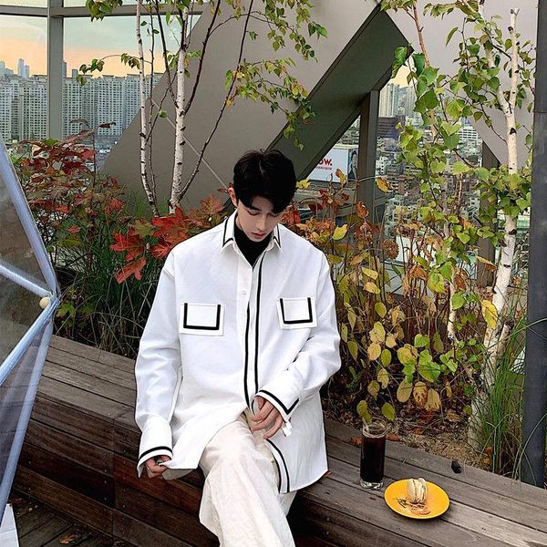 men's casual shirts 2021 spring and autumn youth loose webbing contrast color long-sleeved shirt fashion single-breasted, White;black
men's casual shirts 2021 spring and autumn youth loose webbing contrast color long-sleeved shirt fashion single-breasted, White;black