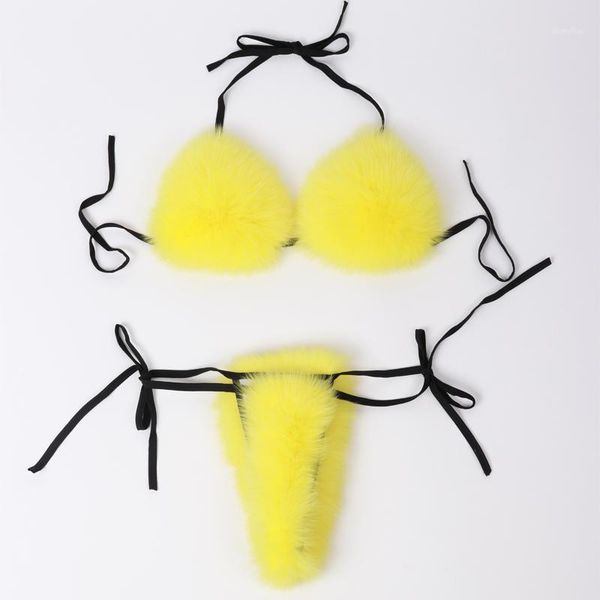 natural fur bikini women real fur bikini1, White;black