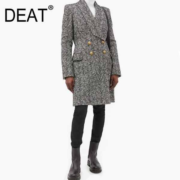 deat new autumn winter fashion casual long sleeve double-breasted turn-down collar twill woolen slim-fit long coat women sf667, Black
deat new autumn winter fashion casual long sleeve double-breasted turn-down collar twill woolen slim-fit long coat women sf667, Black