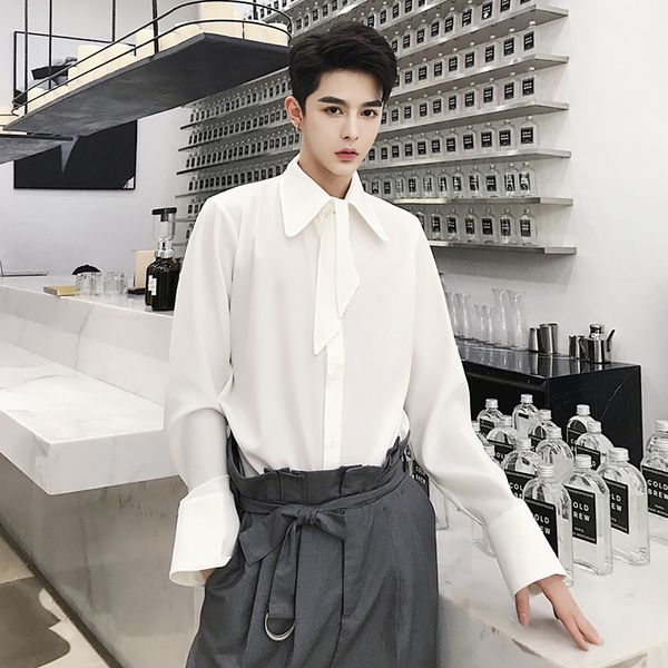 2021 Autumn Designer New Ribbon of Chiffon Decoration Bow Sleeve Shirt Long Popular Literary Loose Color Solid Men's Shirt. MDTM, Black
2021 Autumn Designer New Ribbon of Chiffon Decoration Bow Sleeve Shirt Long Popular Literary Loose Color Solid Men's Shirt. MDTM, Black