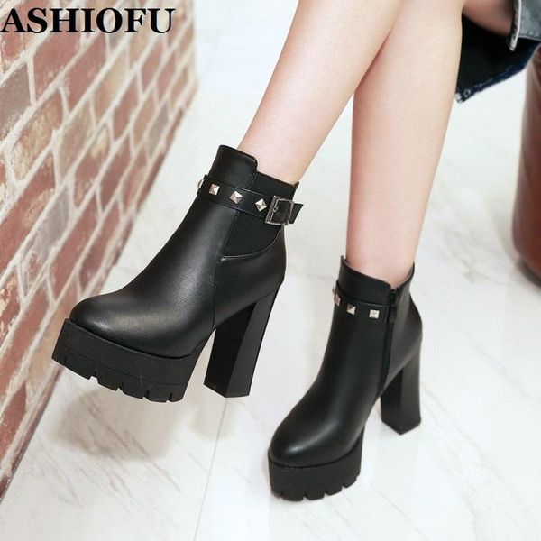 ashiofu new arrival handmade women's thick heel boots rivets spikes platform ankle booties evening club winter fashion boots, Black
ashiofu new arrival handmade women's thick heel boots rivets spikes platform ankle booties evening club winter fashion boots, Black
