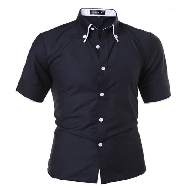 wholesale- men's 2017 new fashion men's striped edging lined short-sleeved shirt slim casual dress1, White;black
wholesale- men's 2017 new fashion men's striped edging lined short-sleeved shirt slim casual dress1, White;black