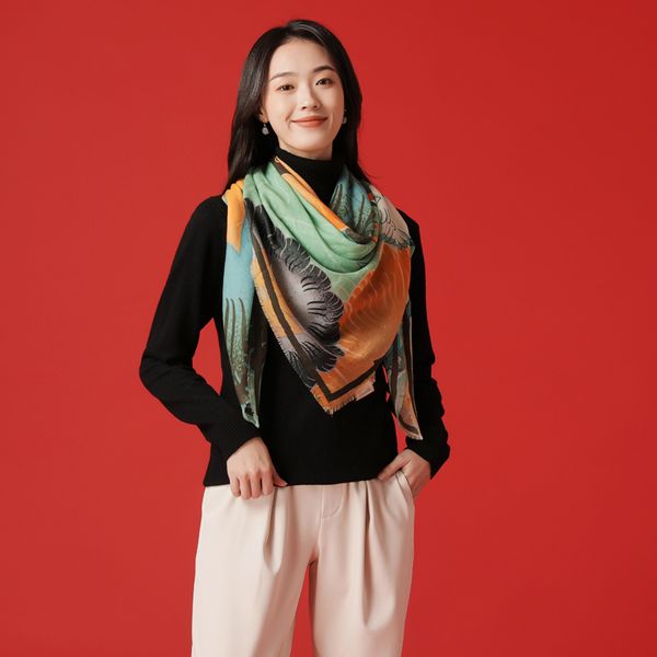 white crane wears oriental excellent language chaozhou big square ring cashmere shawl female scarf, Blue;gray
white crane wears oriental excellent language chaozhou big square ring cashmere shawl female scarf, Blue;gray