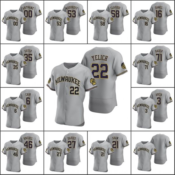 milwaukee \ rbrewers men # 22 christian yelich 21 трэвис шоу 8 райан браун 3 arcia пользовательские женщины молодежь серый аутентичные 2020, Blue;black
milwaukee \ rbrewers men # 22 christian yelich 21 трэвис шоу 8 райан браун 3 arcia пользовательские женщины молодежь серый аутентичные 2020, Blue;black