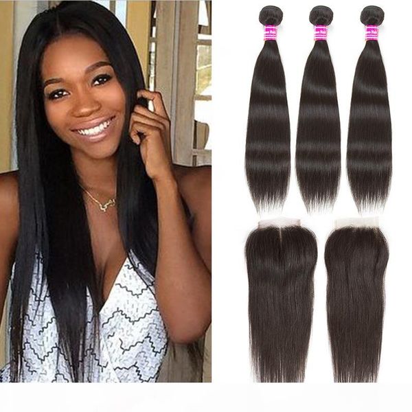 wholesale brazilian virgin human mink straight hair 3 bundles with closure 4x4 and middle part hair wefts black factory price
wholesale brazilian virgin human mink straight hair 3 bundles with closure 4x4 and middle part hair wefts black factory price
