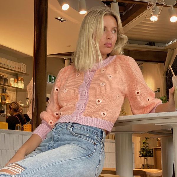 women's knits & tees autumn women love hollow out pleated rib short knitted jacket sweater cardigan pink o neck, White
women's knits & tees autumn women love hollow out pleated rib short knitted jacket sweater cardigan pink o neck, White