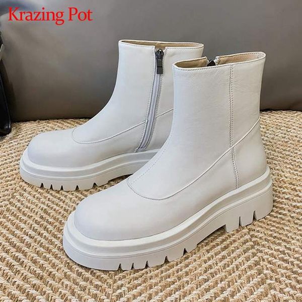 boots krazing pot 2021 genuine leather high fashion netural punk design round toe zipper platform autumn shoes solid ankle l38, Black
boots krazing pot 2021 genuine leather high fashion netural punk design round toe zipper platform autumn shoes solid ankle l38, Black