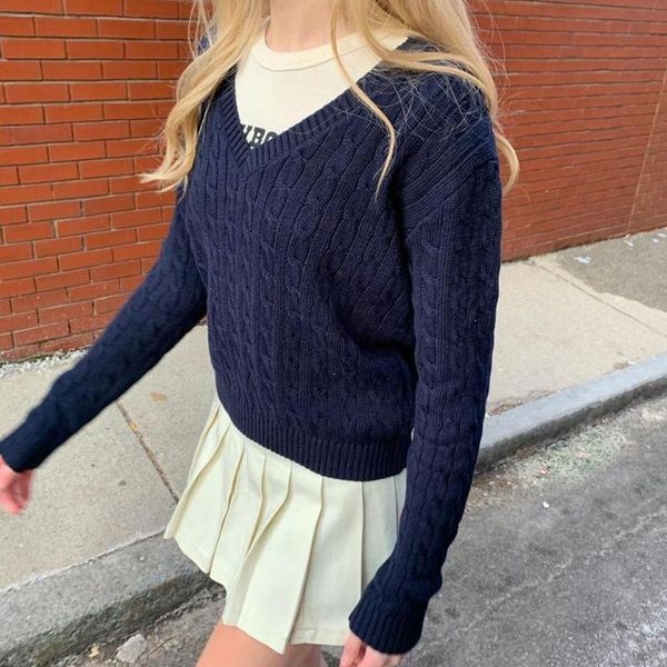 vintage loose solid knitted sweater women autumn winter v neck short pullovers sweaters casual chic streetwear knitwear, White;black
vintage loose solid knitted sweater women autumn winter v neck short pullovers sweaters casual chic streetwear knitwear, White;black