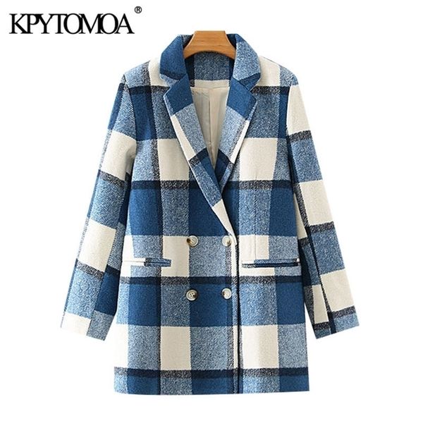 kpytomoa women fashion double breasted plaid woolen blazers coat vintage long sleeve pockets female outerwear chic 201114, White;black
kpytomoa women fashion double breasted plaid woolen blazers coat vintage long sleeve pockets female outerwear chic 201114, White;black