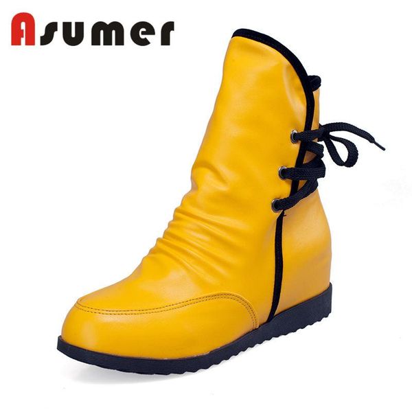 boots asumer 2021 solid ankle for women round toe daily winter simple lace up pu fasnion, Black
boots asumer 2021 solid ankle for women round toe daily winter simple lace up pu fasnion, Black