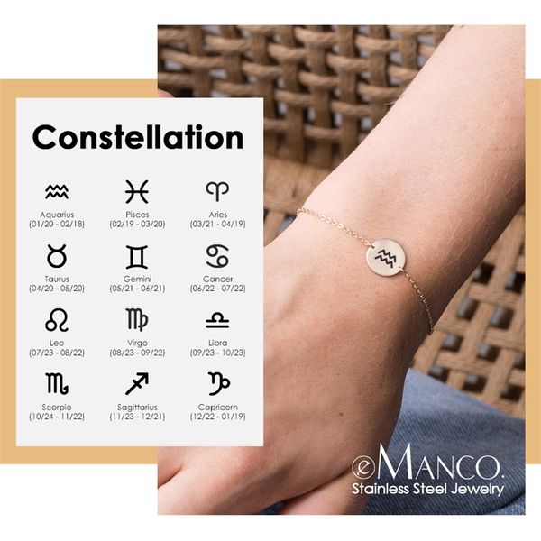 emanco engrave constellations charm bracelet women 316l stainless steel bracelets for women custom friend bracelet jewelry y200323, Golden;silver
emanco engrave constellations charm bracelet women 316l stainless steel bracelets for women custom friend bracelet jewelry y200323, Golden;silver