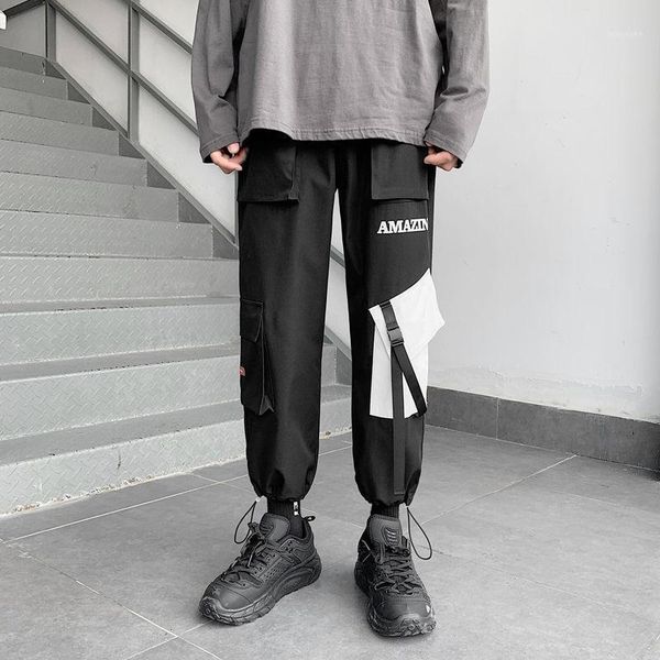 men's casual sports pants spring student printed letters cargo trousers loose multi-pocket stitching beam foot overalls male1, Black
men's casual sports pants spring student printed letters cargo trousers loose multi-pocket stitching beam foot overalls male1, Black