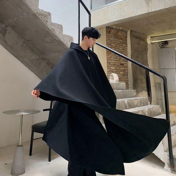men's sweaters autumn and winter yamamoto wind dark style personality in the long ultra-loose hooded windshield coat, White;black
men's sweaters autumn and winter yamamoto wind dark style personality in the long ultra-loose hooded windshield coat, White;black