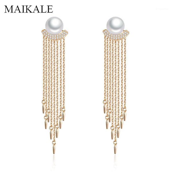 maikale trendy tassel chain long earrings with pearls gold cubic zirconia hanging dangle pearl earrings for women jewelry1, Silver
maikale trendy tassel chain long earrings with pearls gold cubic zirconia hanging dangle pearl earrings for women jewelry1, Silver