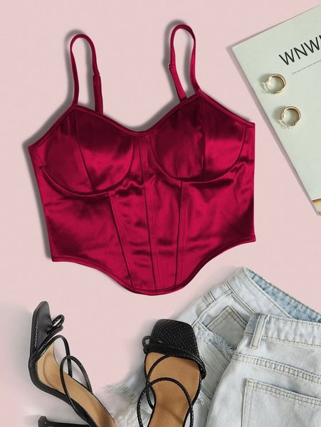 curved hem satin cami y8mn#, White
curved hem satin cami y8mn#, White