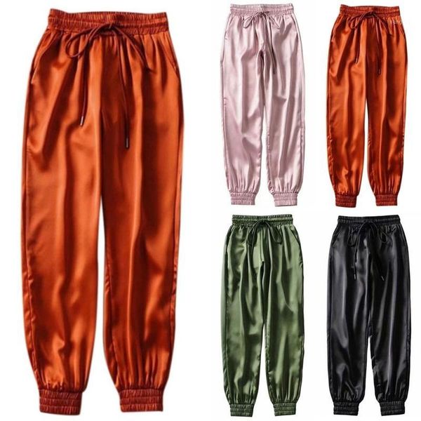 vicabo autumn satin joggers women trousers high waist wide leg thin ankle pants bandage solid color casual sports pants1, Black;white 
vicabo autumn satin joggers women trousers high waist wide leg thin ankle pants bandage solid color casual sports pants1, Black;white