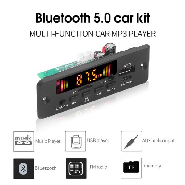 car bluetooth 5.0 radio 5v-12v wireless audio receiver mp3 decoder board support recording fm tf sd card aux 2 x 3w
car bluetooth 5.0 radio 5v-12v wireless audio receiver mp3 decoder board support recording fm tf sd card aux 2 x 3w