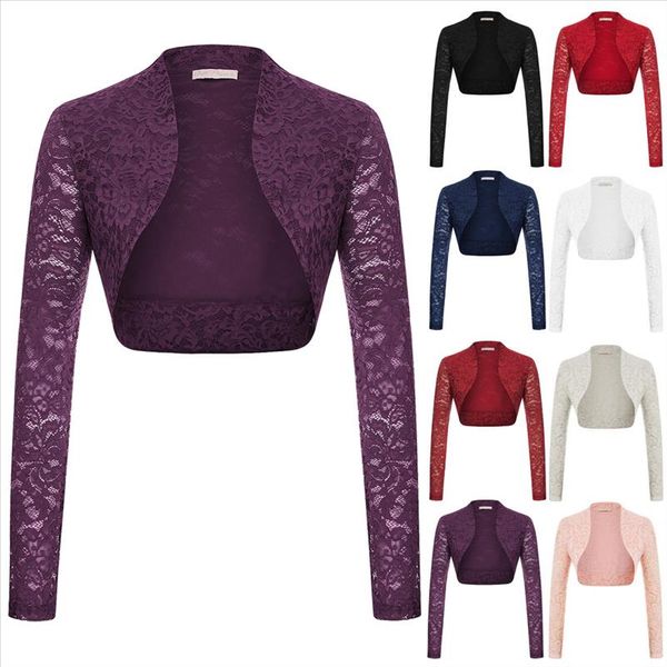 women shrug summer ladies long sleeve cropped lace bolero formal evening party elegant slim new clothes coat, Black;brown
women shrug summer ladies long sleeve cropped lace bolero formal evening party elegant slim new clothes coat, Black;brown