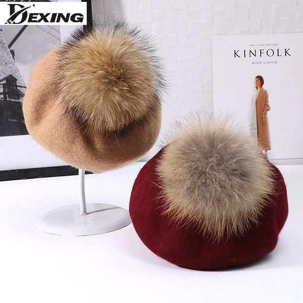 autumn winter women's warm 100% real wool berets ball natural raccoon fur pompom beret hats winter hat for women 201009, Blue;gray
autumn winter women's warm 100% real wool berets ball natural raccoon fur pompom beret hats winter hat for women 201009, Blue;gray