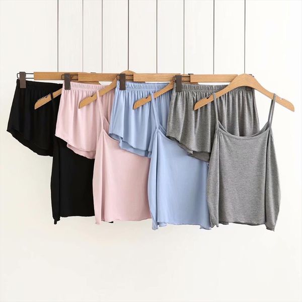 мода пот костюмы женщин сплошной рукавов sling vest tops и сыпучие pant шорты пижамы комплект conjuntos verano 2020 mujer у2, Gray
мода пот костюмы женщин сплошной рукавов sling vest tops и сыпучие pant шорты пижамы комплект conjuntos verano 2020 mujer у2, Gray