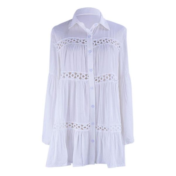 women's swimwear 2021 summer pareo beach cover up women mini dress for long sleeve lace white wear vestidos, White;black
women's swimwear 2021 summer pareo beach cover up women mini dress for long sleeve lace white wear vestidos, White;black