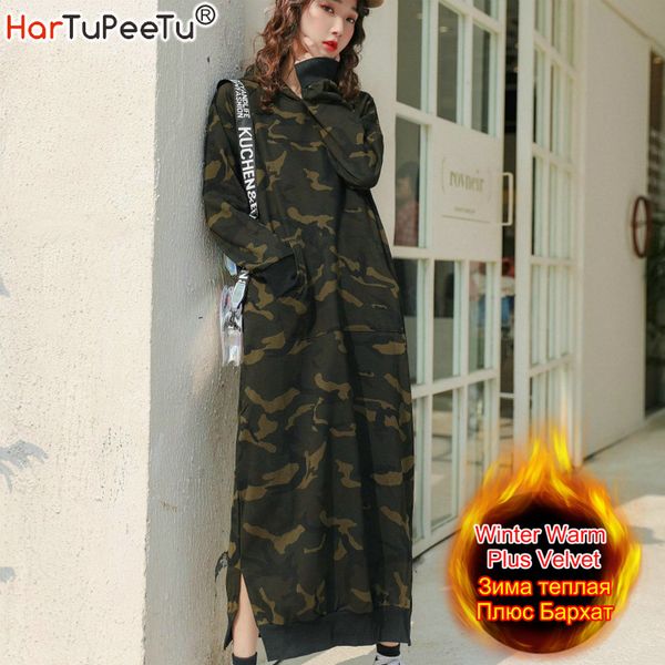 women extra long hoodies dress warm antumn winter sweatshirt ladies camouflage pullovers coat hooded dress plus size outerwear, Black
women extra long hoodies dress warm antumn winter sweatshirt ladies camouflage pullovers coat hooded dress plus size outerwear, Black