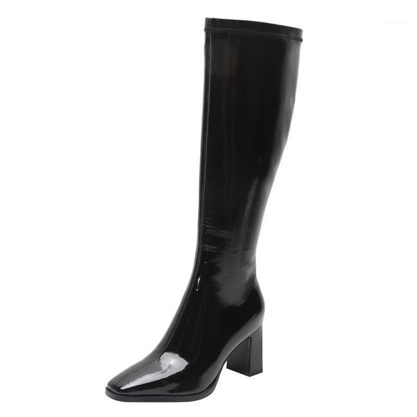 boots stretch women simple versatile square toe thick heel ladies shoes 2021 high-heeled patent leather solid color zipper1, Black
boots stretch women simple versatile square toe thick heel ladies shoes 2021 high-heeled patent leather solid color zipper1, Black