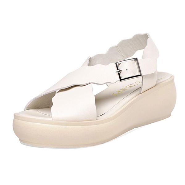 sandals genuine leather wedges heels platform women elegant buckle thick shoes summer party office lady woman, Black
sandals genuine leather wedges heels platform women elegant buckle thick shoes summer party office lady woman, Black