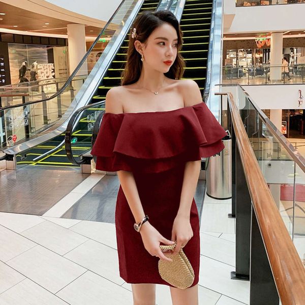 french one line collar off shoulder ruffle little black celebrity hip drs 8729, Black;gray
french one line collar off shoulder ruffle little black celebrity hip drs 8729, Black;gray