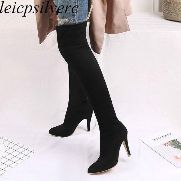 boots women's autumn winter super high heel pointed toe over-the knee slip on flock motorcycle spike fashion, Black
boots women's autumn winter super high heel pointed toe over-the knee slip on flock motorcycle spike fashion, Black
