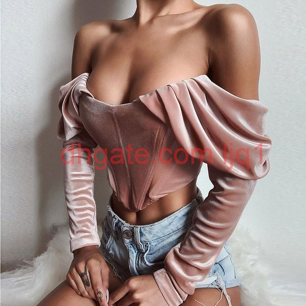 velvet blouse women autumn vintage long sleeve ruched off shoulder corset style ladies winter shirt t200321, White 
velvet blouse women autumn vintage long sleeve ruched off shoulder corset style ladies winter shirt t200321, White