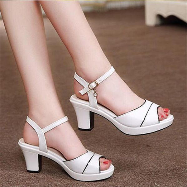 sandals women chunky heel semi-high heeled platform height increasing heightening open-toed shoes pu leather, Black
sandals women chunky heel semi-high heeled platform height increasing heightening open-toed shoes pu leather, Black